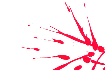 Red-Pink watercolor or ink textures splashes and streaks on white background,Abstract watercolor	
