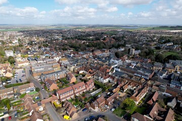 Fototapeta premium Royston town Hertfordshire, UK Aerial drone