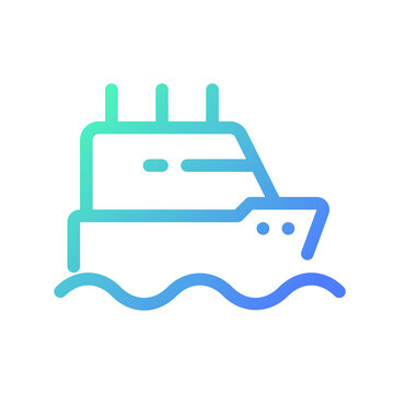 Ferry pixel perfect gradient linear ui icon. Boat transporting passengers across sea. GPS navigation. Line color user interface symbol. Modern style pictogram. Vector isolated outline illustration