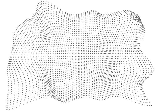 Halftone pattern overlay - 3d abstract shape design element - curved rectangle