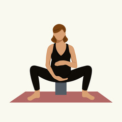 Fototapeta premium Faceless style vector illustration depicting a pregnant woman doing yoga