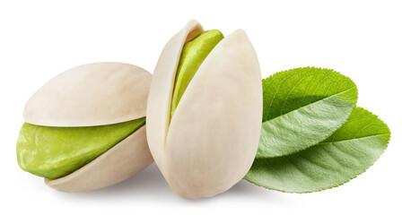 Delicious pistachios, isolated on white background