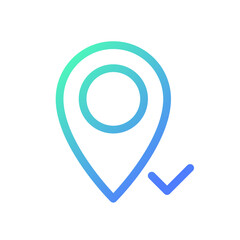 Reaching pinned destination pixel perfect gradient linear ui icon. Approved place on map. GPS navigation. Line color user interface symbol. Modern style pictogram. Vector isolated outline illustration