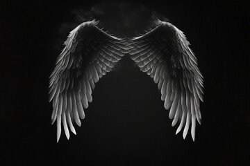 Pair of Dark Angel Wings Flapping made with Generative AI