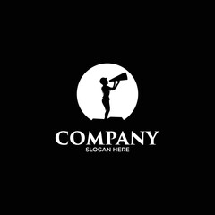 Silhouette of man holding megaphone logo design