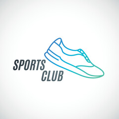 Vector illustration of sneakers in a line style. Sneakers template for sports clubs, shops, competitions. Sports shoes icon.
