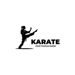 Fototapeta na wymiar Silhouette of karate logo design template