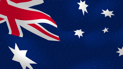 Australia flag waving with wind effect