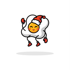 Cute delicious egg in christmas theme. icon vector cartoon kawaii character illustration. breakfast concept design