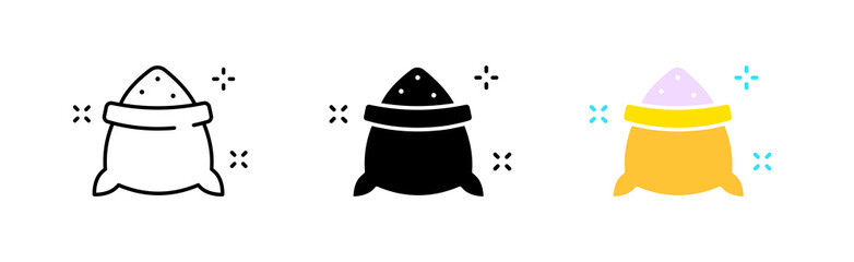 Sugar line icon. Sweetness, sugar cubes, coffee, tea, saucepan, cup, diabetes, sugar bowl, flour. Dessert concept Vector icon in line, black and colorful style on white background