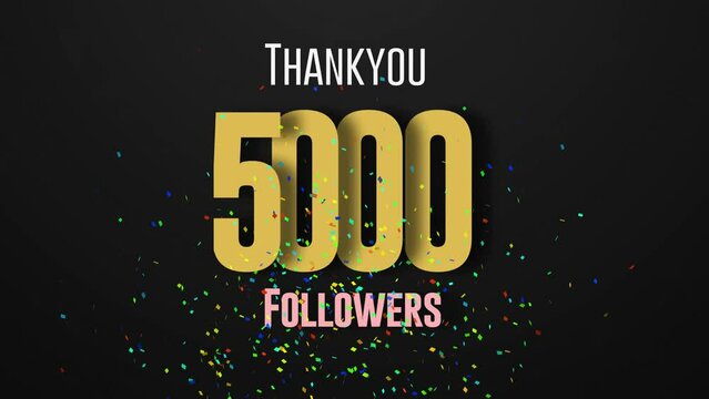 Thank you 5K followers in the social media concept and   Colorful confetti paper explosion animation 4k footage.