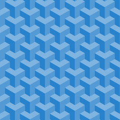 Seamless geometric blue pattern. Shape cube pattern.