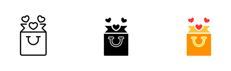 Heart set icon. Like, comment, love, sympathy, letter, message, postcard, heartbreak, fight, drama, Amur, cupid. Valentines Day concept. Vector icon in line, black and colorful style