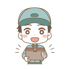 Obraz premium Illustration of a courier carrying a package. 