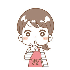 An illustration of a thinking woman with her hand on her chin.