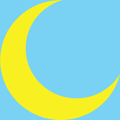 Crescent shape in square vector illustration in flat color design