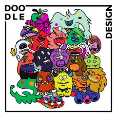Colorful Cartoon Monster Doodles