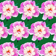 Vector pattern flower peony. Flowers illustration. Peony bud.