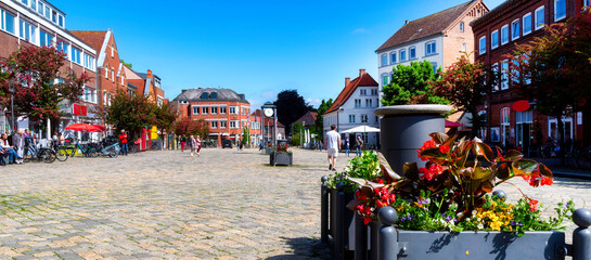 Downtown of Preetz, Schleswig Holstein. Preetz is also known as the shoemaker's town due to the once important profession of shoemakers.