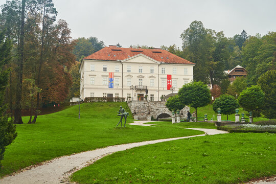 Ljubljana, Slovenia - October 10, 2022: Building of International Centre of Graphic Arts in Ljubljana. High quality photo