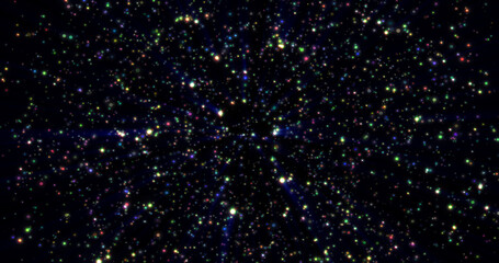 Fototapeta na wymiar Abstract background of bright multi-colored glowing shiny bright dots of stars and circles of beautiful festive space