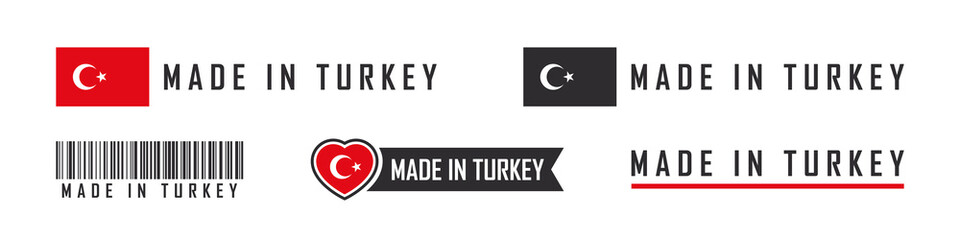 Made in Turkey logo or labels. Turkey product emblems. Vector illustration