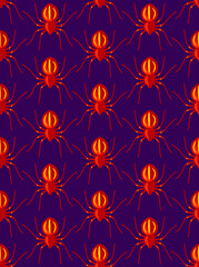 Fototapeta na wymiar Horror spiders seamless vector seamless wallpaper, poisoned insects scary theme endless background pattern picture.