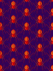 Horror spiders seamless vector seamless wallpaper, poisoned insects scary theme endless background pattern picture.