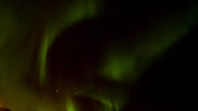 Beautiful northern lights Timelapse over Norwegian sky.