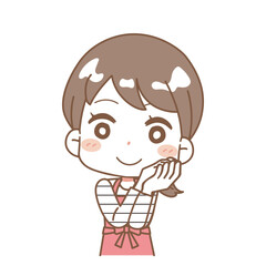 Illustration of a woman begging.