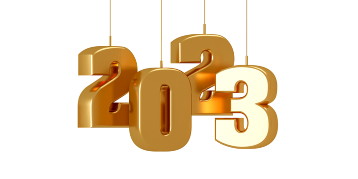 Dangling 3d golden textnew year 2023	
