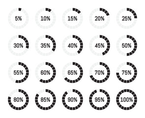 Loading vector icons. Circular progress bar with percentage.