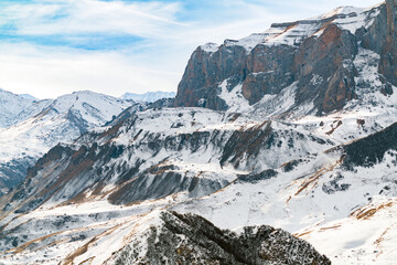 Fototapeta na wymiar Snow capped mountains at winter season