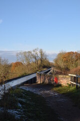 the Edstone aqueduct near Henley-in-Arden frozen over during the winter