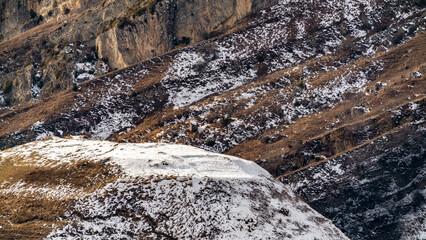 Snow capped mountains at winter season