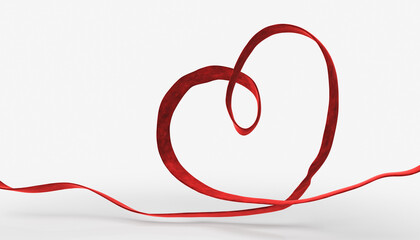silk ribbon with heart shape