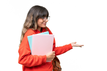 Young student caucasian woman over isolated background with surprise expression while looking side