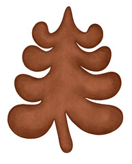 Gingerbread Christmas tree cookie on isolated white background