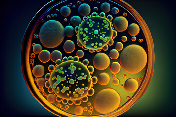 Colony of staphylococcus aureus bacteria, illustration