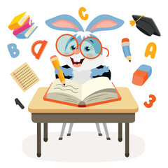Education Illustration With Cartoon Rabbit