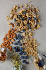 Granola, seeds and berries