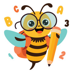 Education Illustration With Cartoon Bee