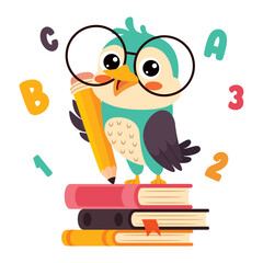 Education Illustration With Cartoon Bird