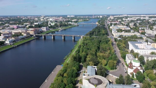 Picturesque city landscape of Tver with Assumption Cathedral, Russia