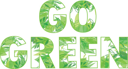 eco text with green leaves
