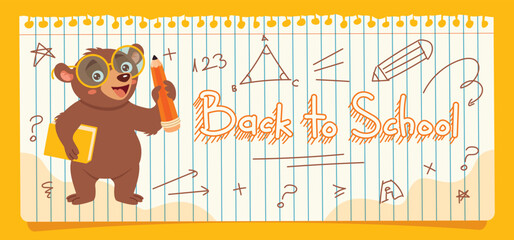 Education Illustration With Cartoon Bear