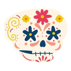 Fotobehang Sugar skull vector illustration in flat color design © CrafteryCo.