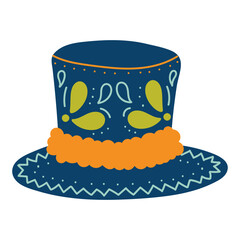 Top hat with pattern vector illustration in flat color design