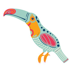 Dia de los Muertos toucan bird vector illustration in flat color design © CrafteryCo.