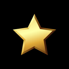 Shiny golden star on a black background. Design element
